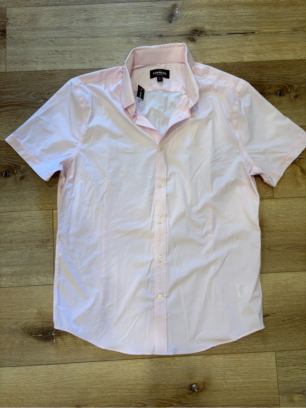 Express Men’s Light Pink Short Sleeve Button-Down Shirt-Size M